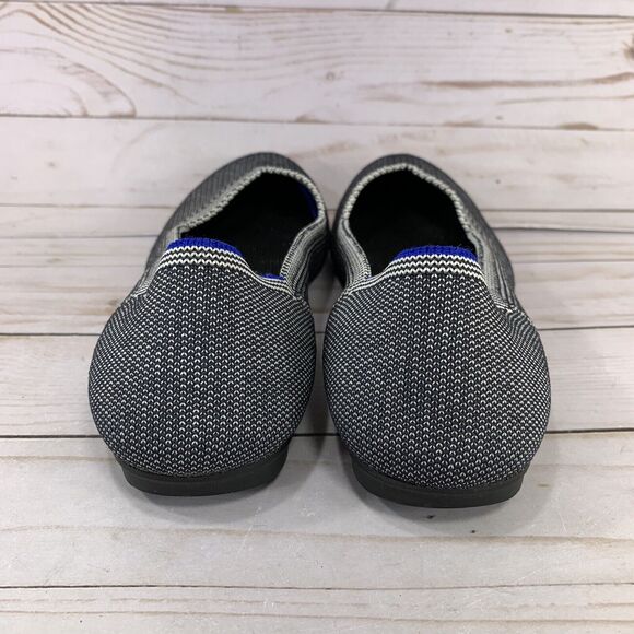 Rothy's The Flat Gray White Round Toe Womens 6.5 Herringbone Birdseye Retired - Picture 5 of 9